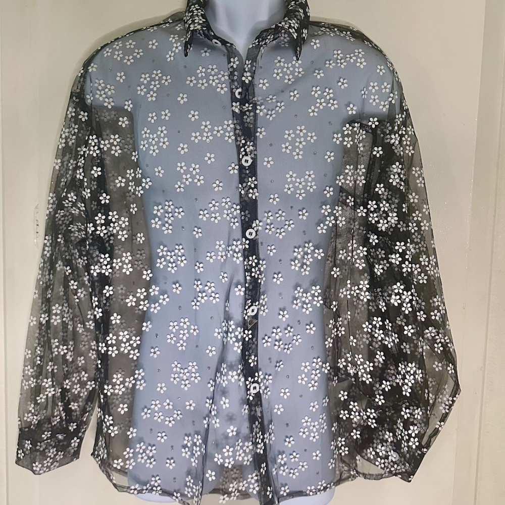 Incerun Sheer Floral Shirt